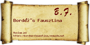 Bordás Fausztina névjegykártya